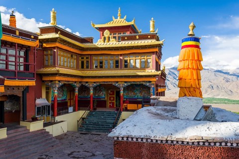 The inner courtyard of Matho Gompa