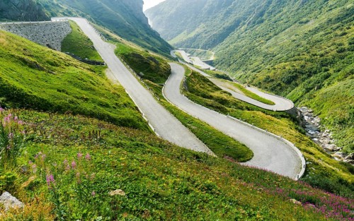 The old road Tremola to Gotthard Pass