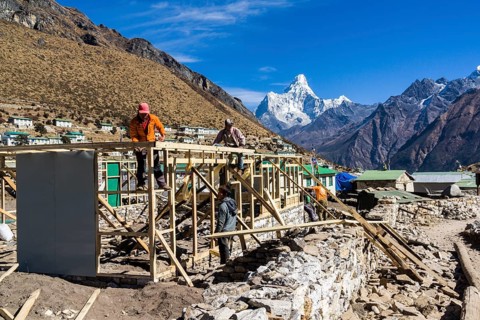 Reconstruction of the houses destroyed by the earthquake in 2015