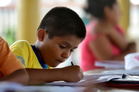 Pupil doing his homework