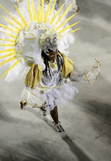 Costumed samba dancer