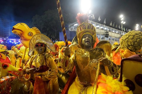 Costumed samba dancers