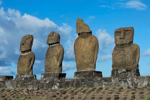 Moais at Tahai ceremonial complex
