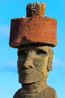 Ahu Nao-Nao Moai wearing a red hat