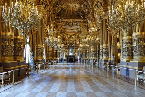 Le Grand Foyer with ornate ceiling by Paul Baudry