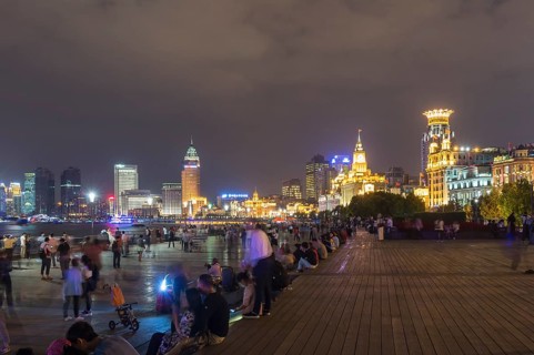 Waterfront The Bund with skyline at night