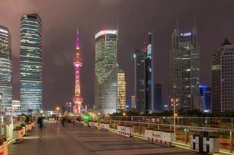 Pudong financial district at night