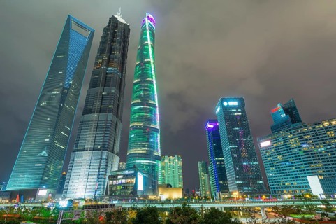 Pudong financial district at night
