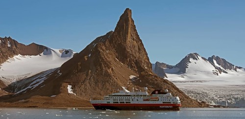 Hurtigruten ship in Hornsund