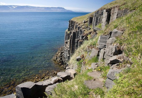 Basalt columns on coast