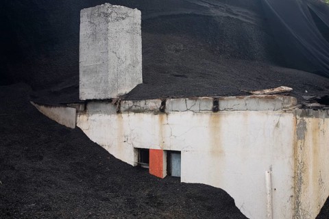 House covered with lava