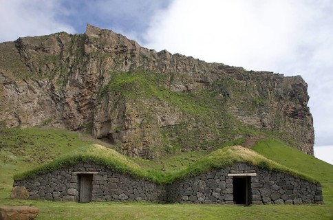 Houses with grass roofs