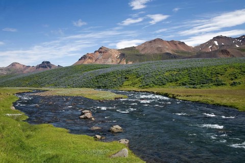 River Fjaroara and vulcanic mountains