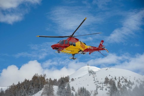 Helicopter in front of Mount Tscheyeck