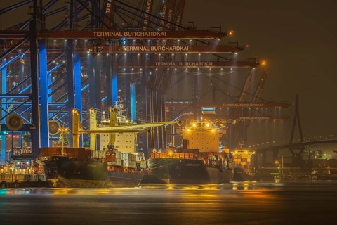Container ships at harbor