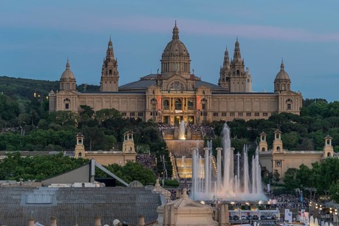 Fountains in front of the Museu Nacional d'Art de Catalunya art museum