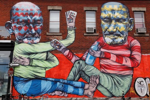 Wall painting at the Boulevard Saint Laurent