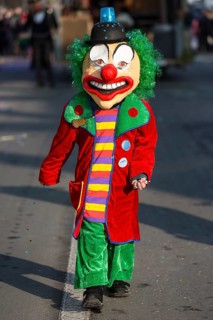 Clown at Mattli-Zunft carnival procession