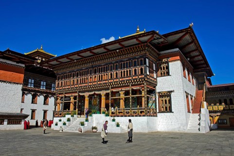Buddhist temple in courtyard