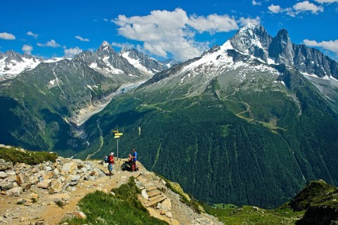 Hikers in the Aiguilles Rouges nature reserve