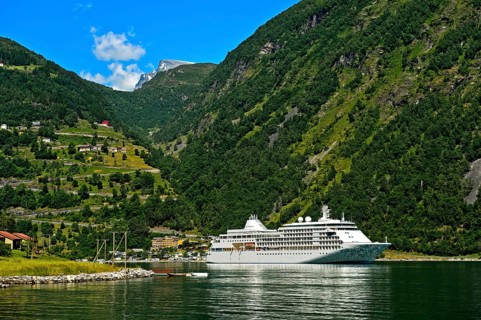 Cruise ship MS Silver Whisper in the Geirangerfjord