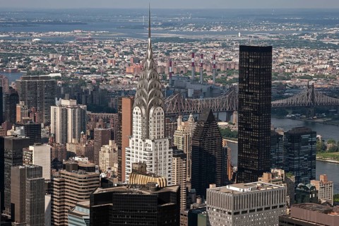 View from the Empire State Building on the skyscrapers of midtown Manhattan with Chrysler Building