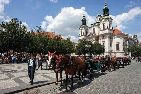 Horse carriages in Old Town Square