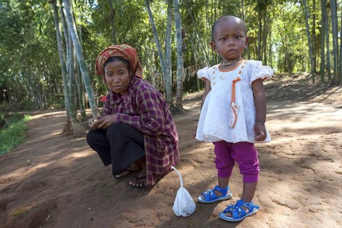 Local woman and child
