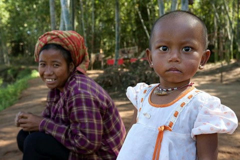 Local woman and child