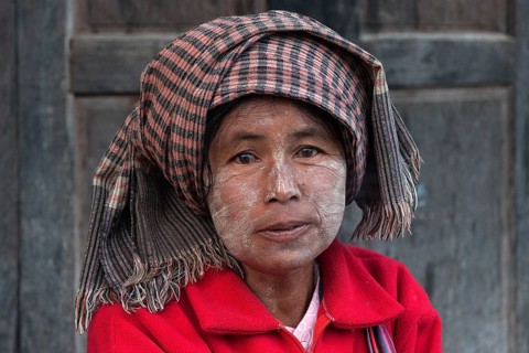 Native woman with typical headgear