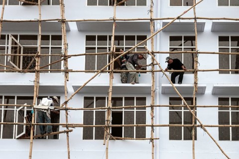 Scaffolding made of bamboo