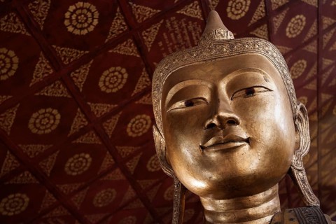 Bronze head of Buddha at Wat Jong Kham
