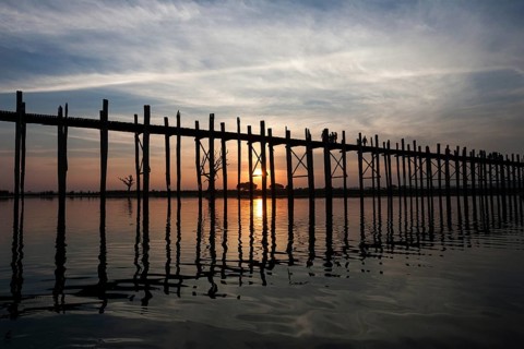 People walking on the U Bein Bridge