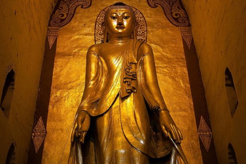 Standing gilded Buddha