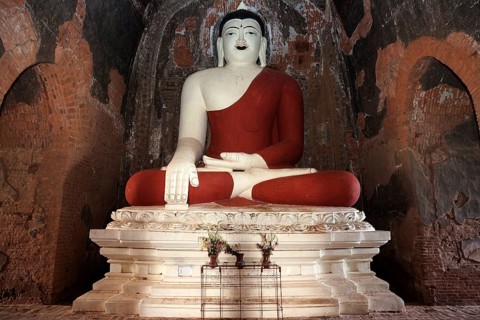 Seated Buddha with red robe