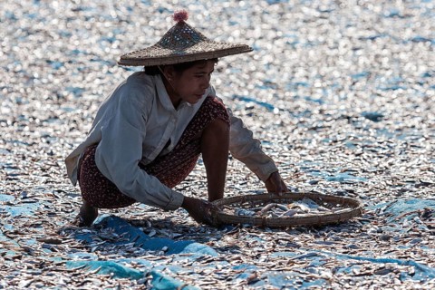 Local woman wearing straw hat