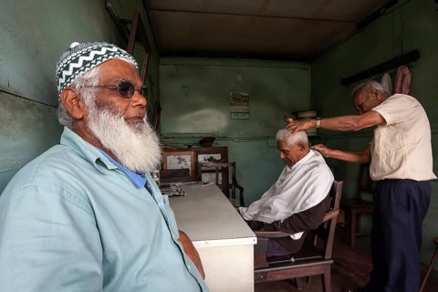 Local men at the barber