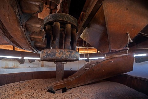 Gear and millstone inside a windmill