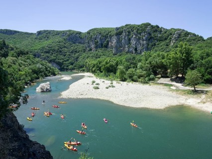 Kayaks on Ardeche river