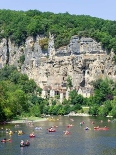 Kayaks on the Dordogne River