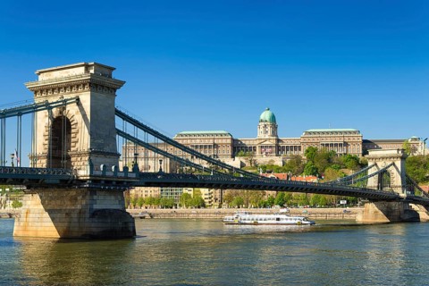 Szechenyi Chain Bridge over the Danube and Buda Castle