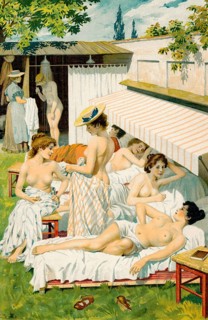 Young women sunbathe naked