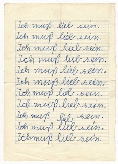 Child's handwritten educational punishment from 1960