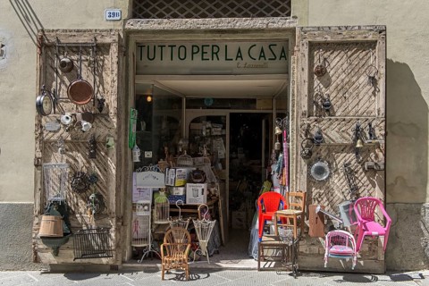Old Italian junk shop in San Quirico d'Orcia