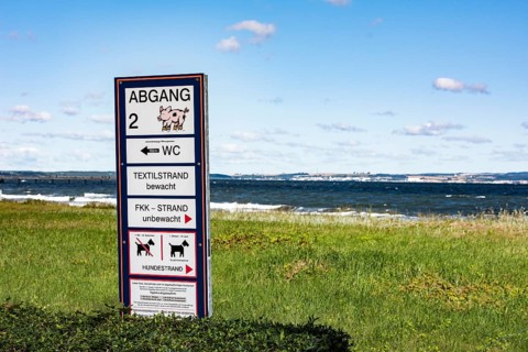 Signpost on the beach at Binz