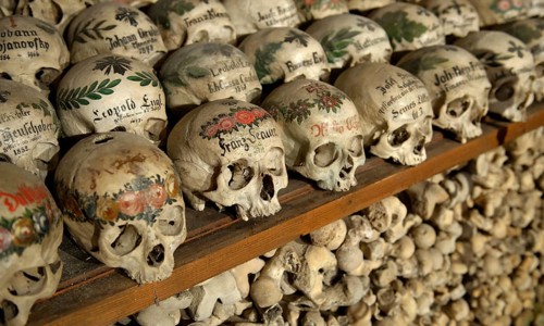Skulls in ossuary