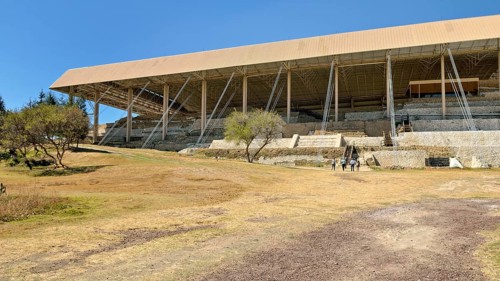 Covered excavation site Cacaxtla in Tlaxcala