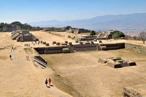 Overlooking the Patio Hundido on the southwestern part of the archaeological site Monte Alban in Oaxaca