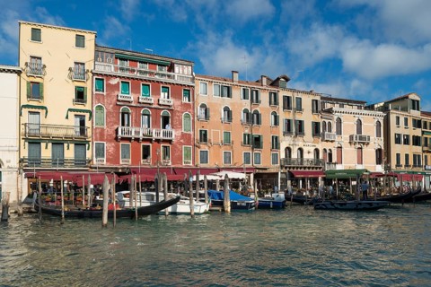 Row of houses and gondola station