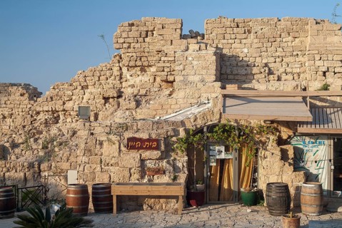 Rustic wine bar at fortress wall